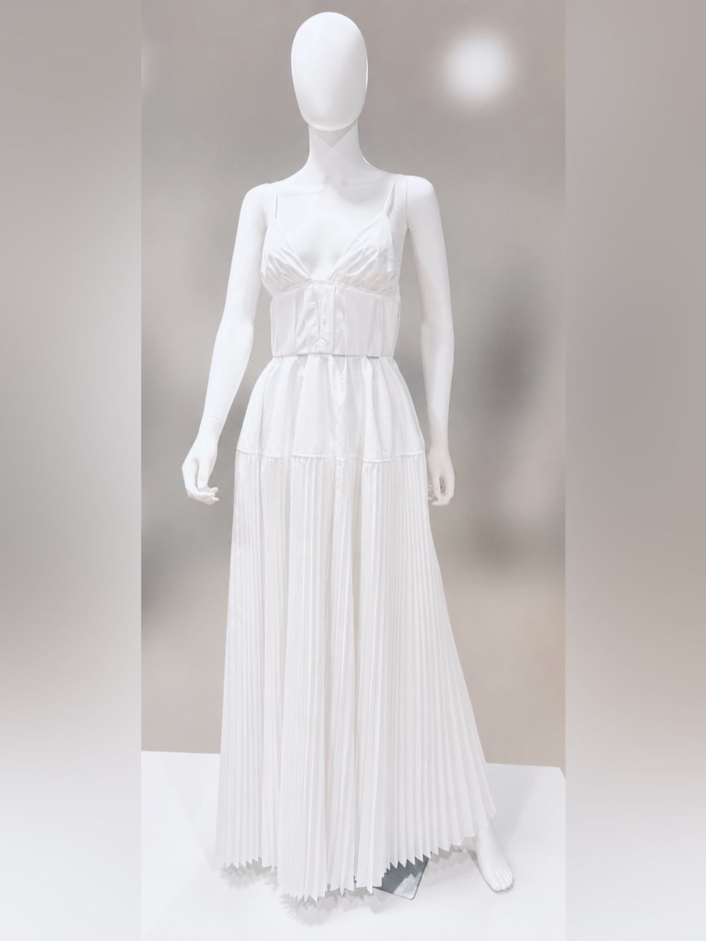 SIMKHAI SELENE PLEATED COTTON CUTOUT MAXI DRESS GOWN White Size 2 - Picture 6 of 13